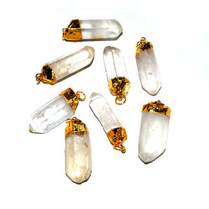 Con buena calidad de TCrystal Quartz Natural Point Electroplated Pendant : Crystal Quartz Electroplated Pendant for Sale - Product Image 1