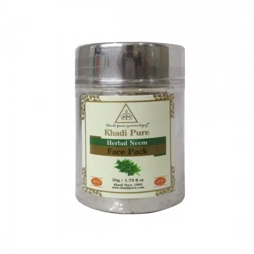 KHADI PURE HERBAL NEEM FACE PACK - 50G - Herbal Face pack for pimples - Neem face pack for clear skin - radiant skin