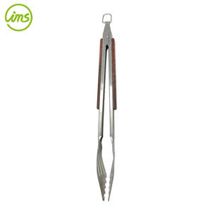 Pinzas largas de acero inoxidable para barbacoa, mango de palisandro - Product Image 6