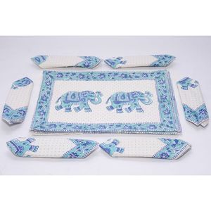 Ethnisches 12-teiliges Set Indische Baumwolle Elefant bedruckte Servietten Holiday Banda nna Taschentuch Esstisch matte für Zuhause inspiriert - Product Image 2