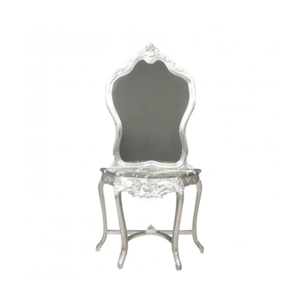 100% лучшее качество консольный стол барокко деревянное серебряное зеркало
