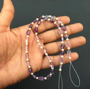 Bonne qualité 36 pièces naturel rose améthyste pierres précieuses lisse forme ovale perles faisant collier bijoux haut perceuse - Product Image 1