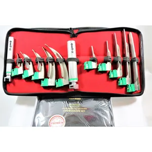 HOT SALE GORAYA GERMAN NEW FIBER OPTIC Laryngoscope Mac+Miller Set of 10 BLADE & HANDLES EMT Anesthesia CE ISO APPROVED