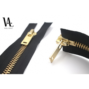 Fermeture à glissière pour veste, vêtement, tissu et manteau en métal brillant, de haute qualité, couleur or, personnalisé, à bout ouvert et à fermeture éclair n ° 3 #5 #8 - Product Image 1