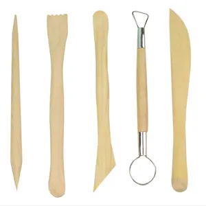 Set Of 5 Eco-Friendly Wood Crafts Pottery Carving Tools For Clay Modeling Ceramics Tools