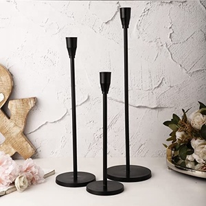 Customisable metal <b>black</b> <b>candle</b> holders set of 3 Centerpiece <b>candle</b> <b>stick</b> holder for decoration - Product Image 4