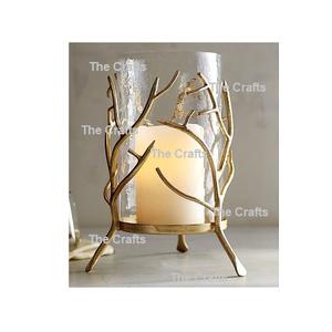 Bougeoir en aluminium et verre de la plus haute qualité de couleur or pour accessoires de décoration de mariage - Product Image 2