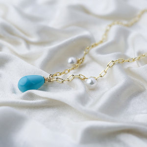 Stylish Drop Shape Turquoise <b>Charm</b> <b>Pendant</b> Wholesale Turkey 925 Sterling Silver Women Jewelry - Product Image 2