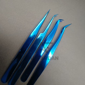 Pinzas con Logotipo Personalizado para Extensión de Pestañas, Color Azul Plasma, Acero Inoxidable Sólido, Agarre Suave, Punta Sin Fibra - Product Image 6