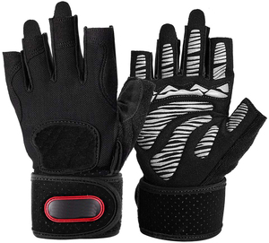 Guantes de levantamiento de pesas para hombres y mujeres, manoplas de entrenamiento hechas a medida y con banda para muñeca larga - Product Image 1