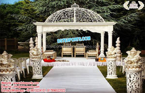 Mandap Triple de Pilares para Bodas, Estilo Raj Mahal, para Bodas Hindúes en EE. UU., Mandap Plateado de Tres Pilares, Último Modelo de Mandap Triple de Pilares para Bodas en Chicago - Product Image 2
