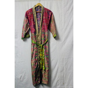 <b>Silk</b> Sari Patchwork Kimono Vintage <b>Women's</b> Bath Robe Maxi Gown <b>Dress</b> Ethnic <b>Silk</b> Sari <b>Dress</b> Kimono - Product Image 1