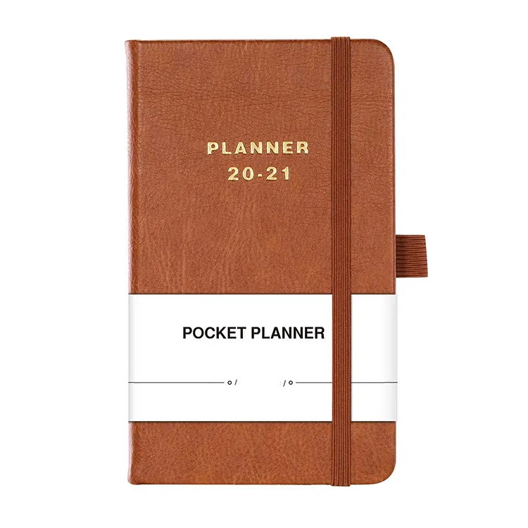 Nieuwe Product Ideeën 2021 Aanpasbare A6 Pu Leather Pocket Agenda Custom Wekelijkse Agenda Planner Lederen Notebook Elastische Band
