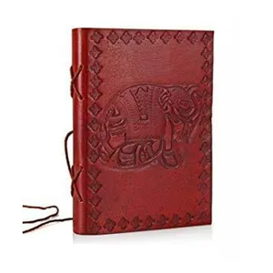 Cuaderno Vintage de cuero y papel hecho a mano Unisex, diario en relieve con logotipo de elefante y personalizado
