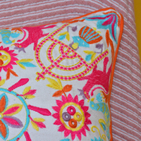 Housse de coussin mexicaine Otomi brodée à la main, couleurs personnalisables, rectangulaire, 100% coton, 45x45cm, décoration intérieure