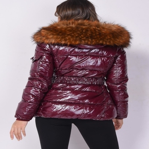 Aislante cortavientos térmico Micro bola fibra mujer abrigo largo invierno piel capucha mullido zorro piel mapache piel Puffer chaqueta - Product Image 6