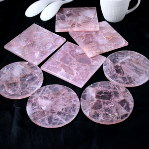 Square Rose Quartz and Amethyst <b>Crystal</b> Coaster <b>Set</b> Pink Stone Mug Beer Coaster | Purple Aura Sphere Coaster Marble Wholesale - Product Image 4