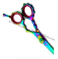 Tijeras de adelgazamiento de cabello para zurdos con diseño de corazón, mango de acero y acero inoxidable con hoja recta afilada