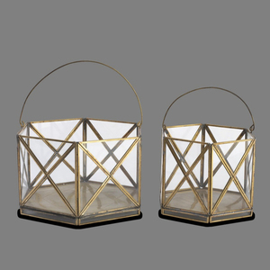 <b>Large</b> Nema Antique Brass and Glass <b>Lantern</b> - Product Image 1
