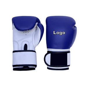 Genuine Blue Leather Boxing Gloves Punching Sparring MMA Training Sparring Gloves Kickboxing Fighting Gloves - Product Image 1