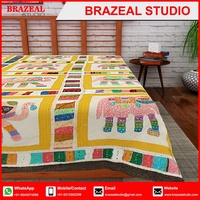 Nouveauté, draps de lit en coton imprimés et brodés personnalisables Brazeal Studio, motif géométrique, tailles personnalisées, multicolores, pour la maison