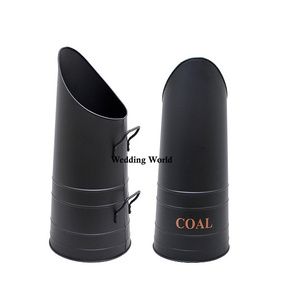 Seau à allume-feu en métal noir de qualité supérieure, fait main, forme ronde, pour jardin, seau à cendres en métal de luxe - Product Image 2
