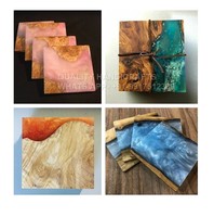 Artisanat de qualité, sous-verres en bois et résine, sets de table 10x10cm, réutilisables, style Asie du Sud-Est, multicolores, emballage personnalisé, hôtels