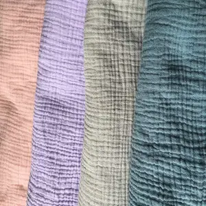 天然100% 棉双层纱布柔软面料125厘米50英寸宽120 gsm婴儿毯缝纫面料高品质
