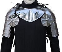 Antique Gothique Guerrier Pauldrons Armure Médiévale En Acier Épaule Paire De Costume En Argent Poli Sport Impression Personnalisée Style Cuir
