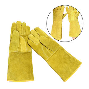 Guantes de soldadura Tig de cuero amarillo personalizados al por mayor fabricante de Pakistán, seguridad anticorte antiimpacto para trabajadores de la construcción - Product Image 6