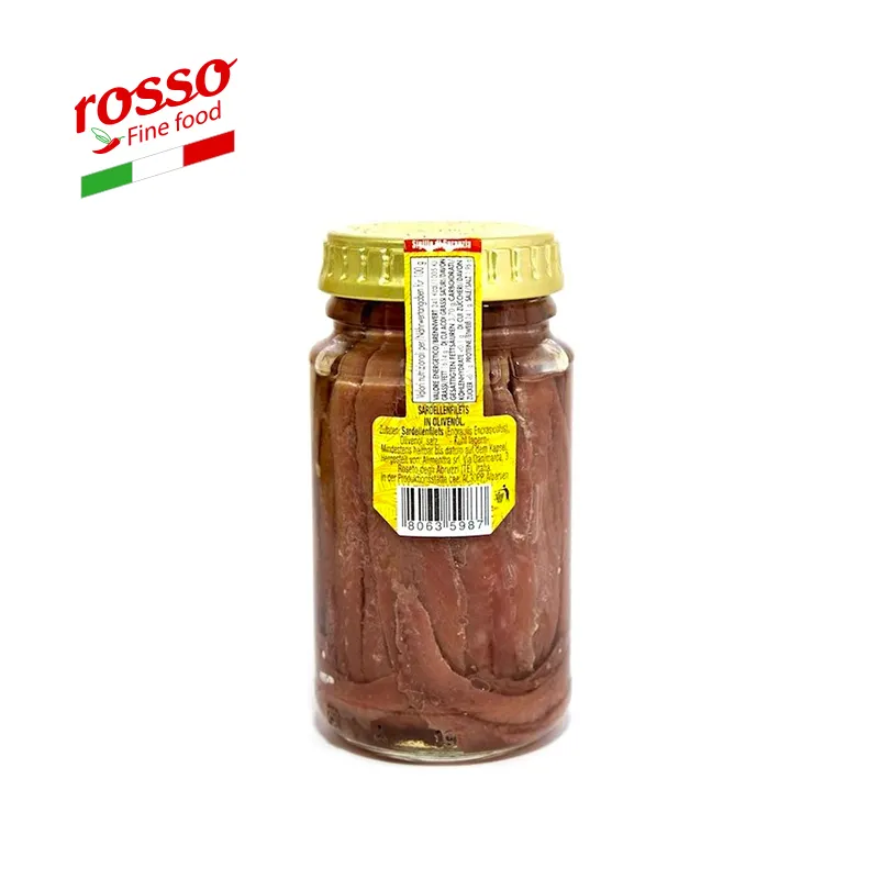 زهرية شرائح Anchovies زيت زيتون الزجاج ينضب Savini-صنع في إيطاليا 140 G / 76 G سمك السردين المعلبة المأكولات البحرية نكهة 0.14 كجم