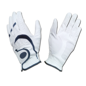 Guante de golf de cuero suave Cabretta blanco con productos de cuero Premium de combinación negra - Product Image 1