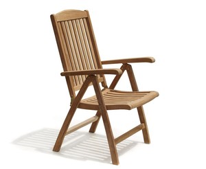 Chaise de salle à manger d'extérieur inclinable en teck massif, moderne, durable, avec pieds coniques, mobilier d'entreprise de haute qualité pour jardin et parc - Product Image 4