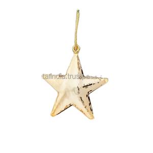 Gold Star Ornament in Metal with Lightning Design Perfect for Festive Winter Home Decor and <b>Charming</b> Hanging Decoration - Product Image 1