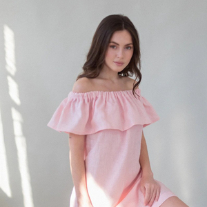 Vestido bohemio hasta la rodilla para mujer Hecho a mano Algodón Verano Fuera del hombro Estilo Manga corta Patrones sin tirantes Vacaciones versátiles - Product Image 1