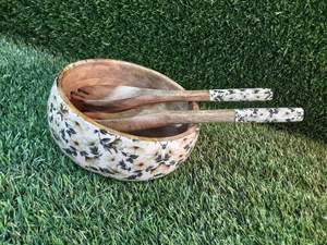 Ensaladera de madera ecológica personalizada de alta calidad con dos cucharas para accesorios de mezcla de cocina - Product Image 3