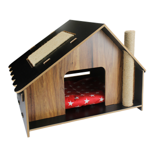 Maison pour chat en bois classique et en acier inoxydable écologique pour chats et petits chiens 5 mm d'épaisseur 42x34x52 cm - Product Image 3