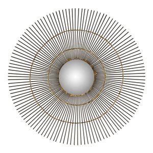 Espejo de pared redondo con detalles geométricos dorados, marco de Metal que asegura una larga duración - Product Image 5