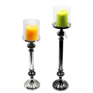 Portavelas moderno negro niquelado candelita forma cónica única hogar restaurante decoración Navidad Pilar velas aluminio - Product Image 1