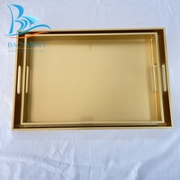 Plateau de service rectangulaire en laque de luxe Bao Minh Vietnam avec finition bleu pâle et argentée Modèle HL3107 2