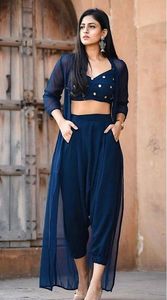 Designer Indian/Pakistani-Party-Wear-Stylish crop top pant <b>jacket</b> Dress with beautiful applique work for Party/ Wedding =2020 - Product Image 2
