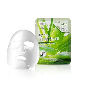 Korea K-Beauty 3W Clinic for Fresh Aloe Sheet Hipoalergénico Herbal Facial Calmante Cuidado estético Cosmético Mascarilla facial y corporal - Product Image 1