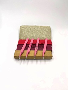 Pince à épiler pour extensions de cils de 10 mm, en acier inoxydable, anti-magnétique, durable, de haute qualité, avec revêtement en poudre rose à 45 degrés, style optimal - Product Image 3