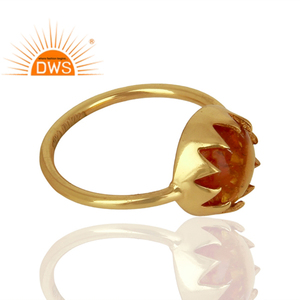 Ensemble de lunette de pierres précieuses en laiton indien plaqué or jaune 14 carats ambre naturel Bague Fabricant de bijoux Collection classique - Product Image 3