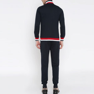 Men's Colorful Ribbed Neck & bottom Hoodie With Black Trousers Polyester Track Suit Set - Product Image 3