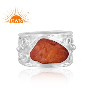 Newly Arrival Fine Sterling Silver Stackable <b>Ring</b> Raw Carnelian Healing <b>Crystal</b> Gemstone <b>Ring</b> Jewelry Manufacturer - Product Image 3