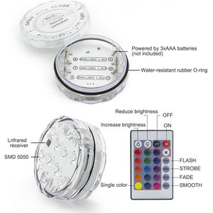 LED bajo el agua luces de la fuente 16 colores RGB sumergible piscina luces con Control remoto - Product Image 3