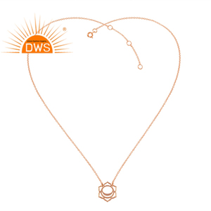 Svadisthana Chakra Shape Plain 925 Silver Rose Gold Plated Pendant Long Chain Necklace Jewelry - Product Image 1