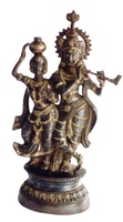 KALAVASTU Statue religieuse indienne antique Ganesha et vache coulée décorative en métal de couleur laiton faite à la main pour un usage domestique