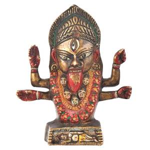 แฮนด์เมดทองเหลืองทองเทพธิดา Kali Kalighat Kali ประติมากรรมหุ่นรูปปั้นงบชิ้นตกแต่งรายการของขวัญ - Product Image 1